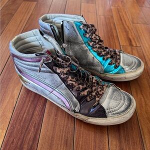 Golden Goose Women's Sneakers - Silver, Blue, and Brown